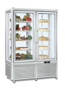 Vitrina expositora temperatura mixta 4 caras de cristal para pastelería