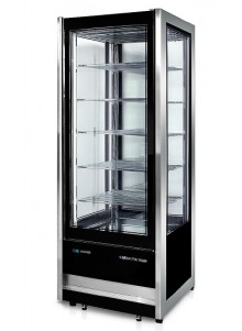 Vitrina expositora refrigerado 4 caras de cristal para pastelería y heladería