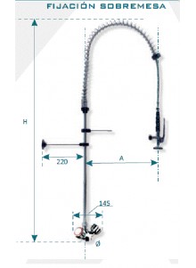 Grifo de lavado grupo ducha con salida de agua fría/ caliente, bi mandos multi giro