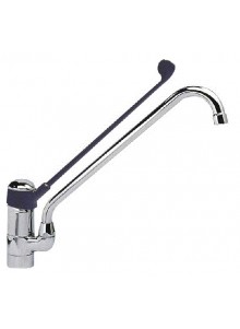 Grifo de lavado con 1 salida de mezcla de agua Fría/Caliente monomando con palanca larga de plástico negro salida del tubo baja