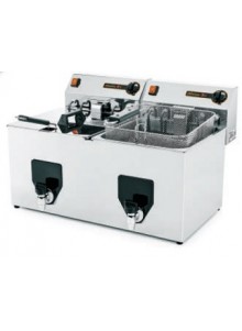 Freidora Doble Eléctrica Con Grifo Sobremesa 8/13L 380v